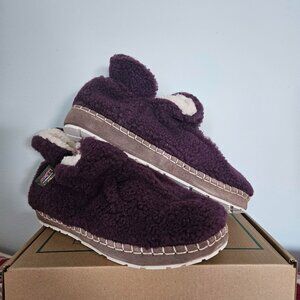 NIB Women's Cozy Slipper Booties, Pile Fleece, Dark Plum, Size 8